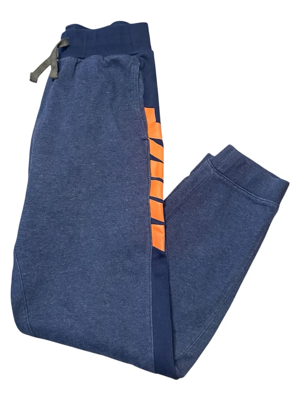 Nike Boys XL Navy Blue & Bold Vertical NIKE in bright orange Fleece Joggers